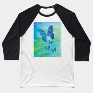 Blue Butterflies Watercolor by Jan Marvin Baseball T-Shirt